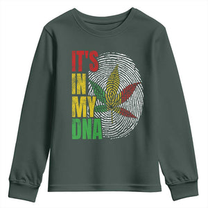 Funny Jamaica Rasta Cannabis Weed Youth Sweatshirt Its In My DNA TS11 Dark Forest Green Print Your Wear