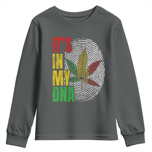 Funny Jamaica Rasta Cannabis Weed Youth Sweatshirt Its In My DNA TS11 Dark Heather Print Your Wear
