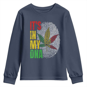 Funny Jamaica Rasta Cannabis Weed Youth Sweatshirt Its In My DNA TS11 Navy Print Your Wear