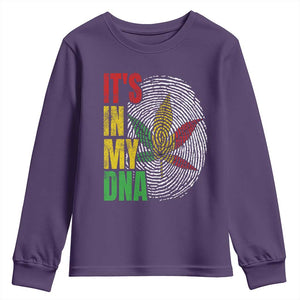 Funny Jamaica Rasta Cannabis Weed Youth Sweatshirt Its In My DNA TS11 Purple Print Your Wear