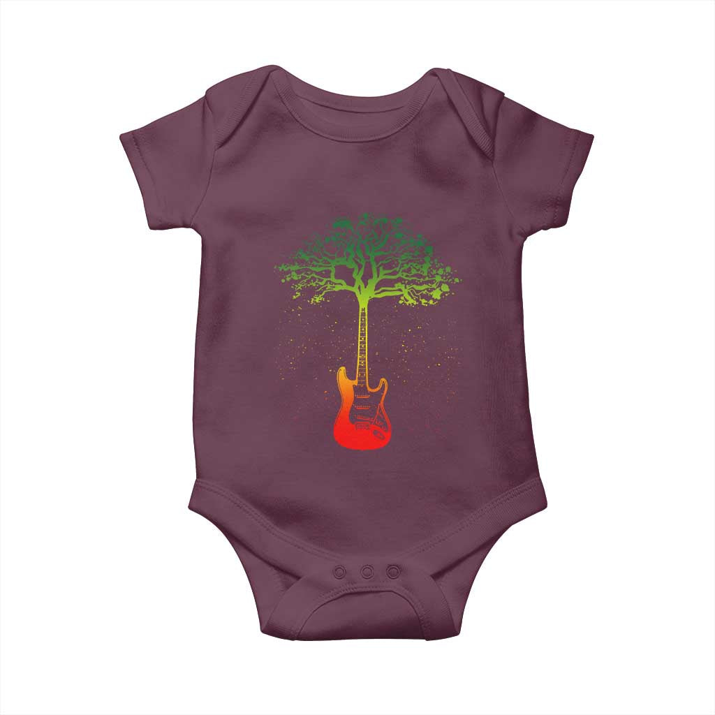 Reggae Music Guitar Rastafarian Roots Rasta Jamaican Baby Onesie TS11 Maroon Print Your Wear