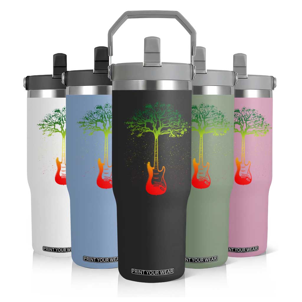 Reggae Music Guitar Rastafarian Roots Rasta Jamaican Flip Straw Tumbler TS11 Print Your Wear