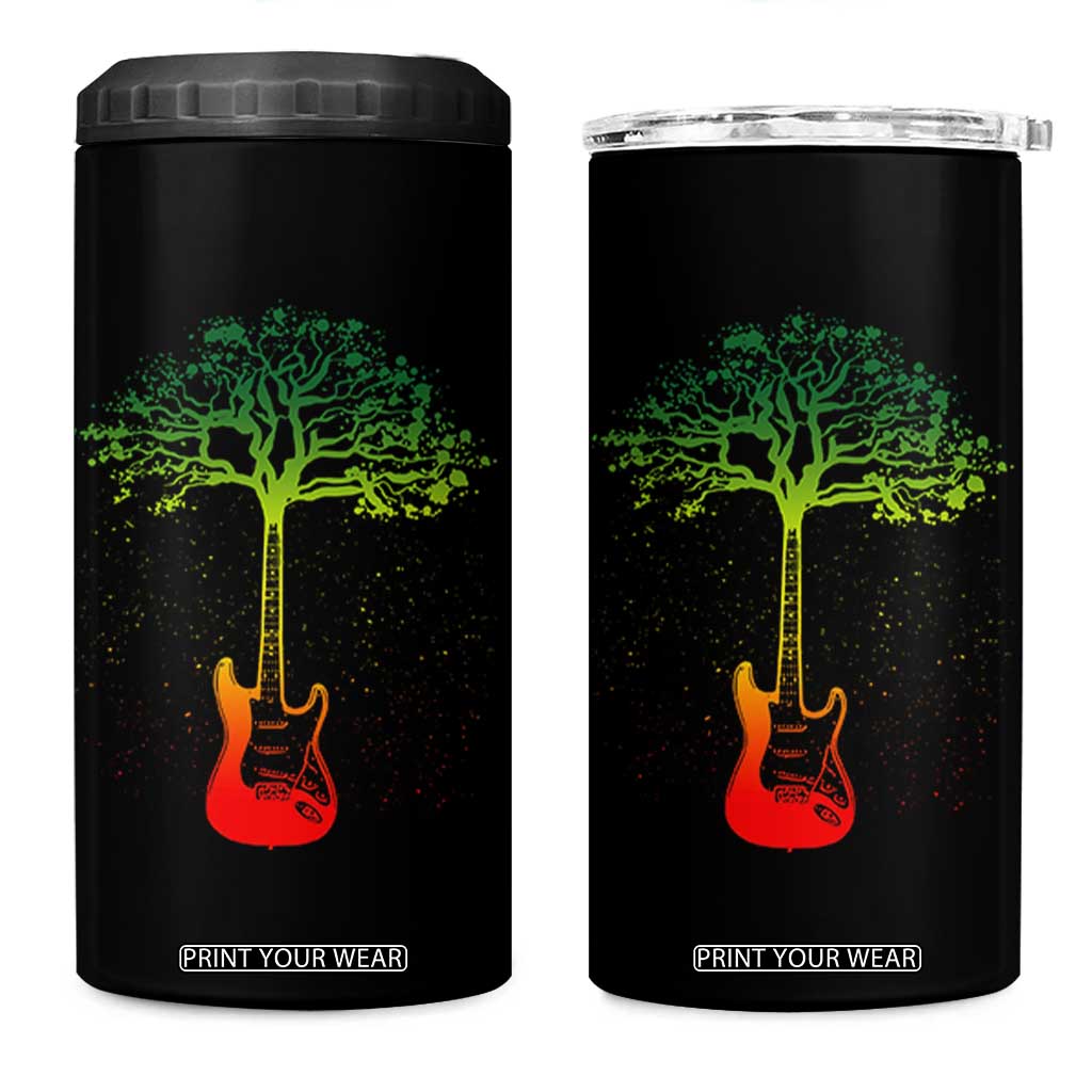 Reggae Music Guitar Rastafarian Roots Rasta Jamaican 4 in 1 Can Cooler Tumbler TS11 One Size: 16 oz Black Print Your Wear