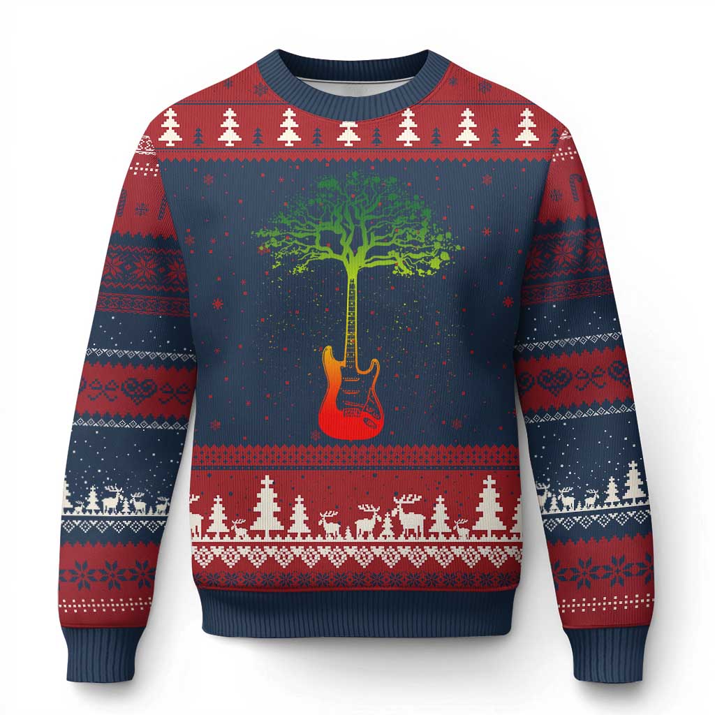Reggae Music Guitar Rastafarian Roots Rasta Jamaican Ugly Christmas Sweater - Print Your Wear