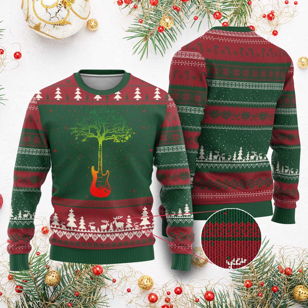 Reggae Music Guitar Rastafarian Roots Rasta Jamaican Ugly Christmas Sweater TS11 Red Green Print Your Wear