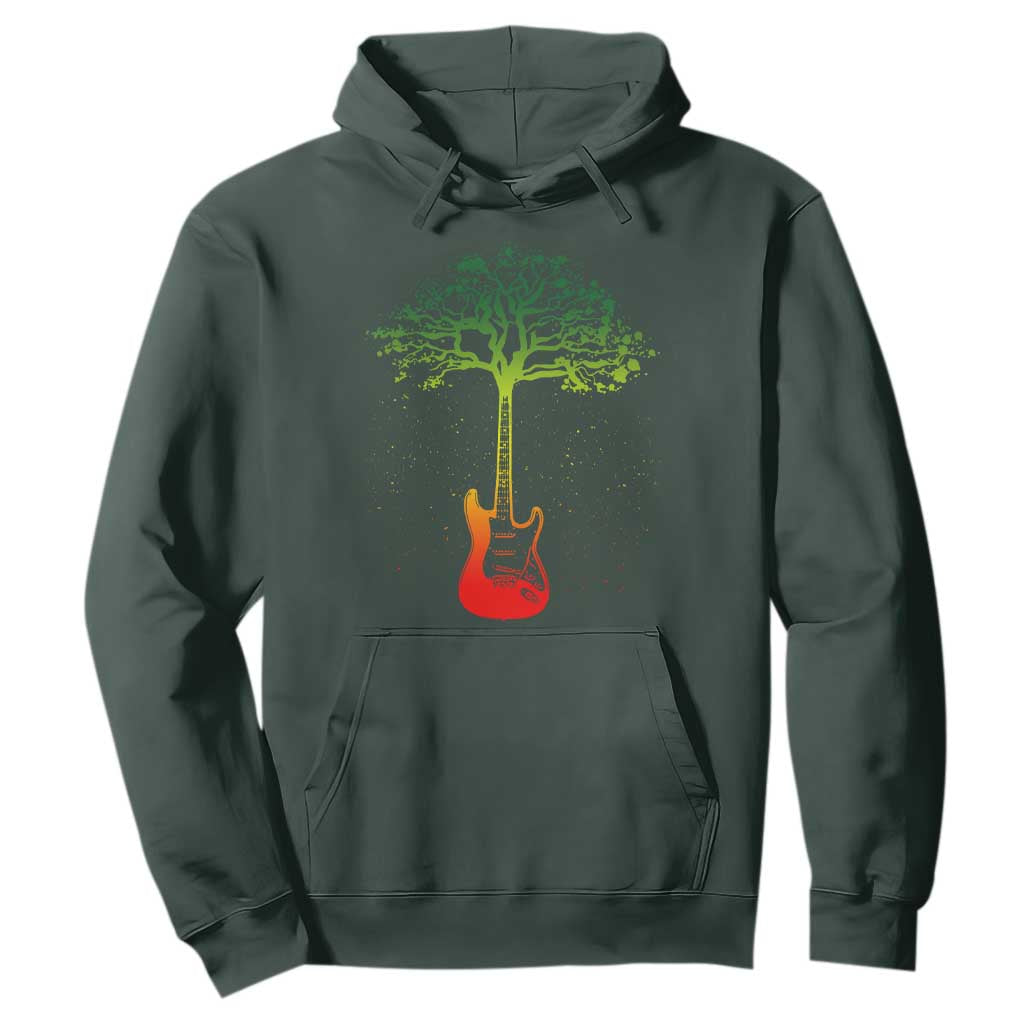 Reggae Music Guitar Rastafarian Roots Rasta Jamaican Hoodie TS11 Dark Forest Green Print Your Wear
