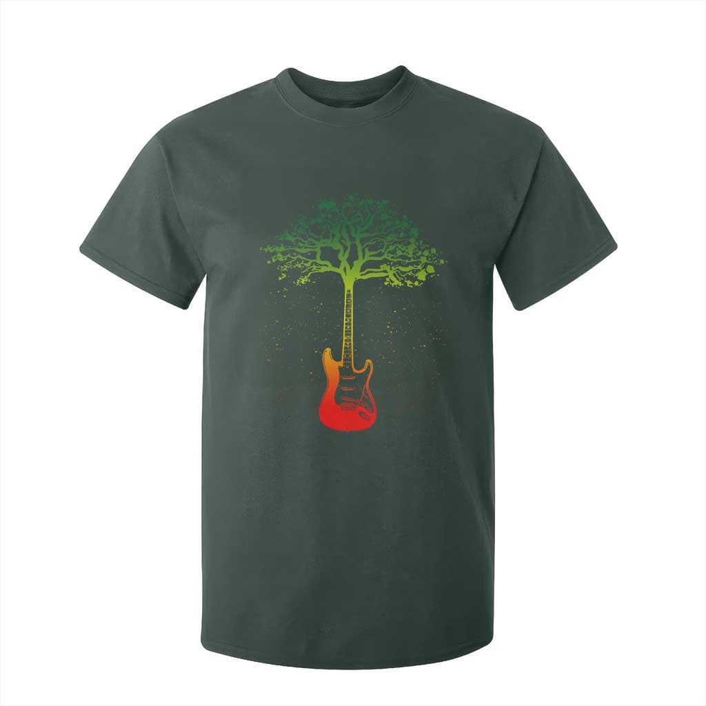 Reggae Music Guitar Rastafarian Roots Rasta Jamaican T Shirt For Kid TS11 Dark Forest Green Print Your Wear