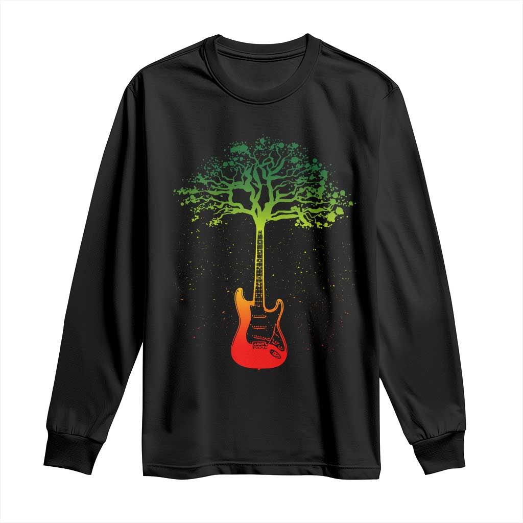 Reggae Music Guitar Rastafarian Roots Rasta Jamaican Long Sleeve Shirt TS11 Black Print Your Wear
