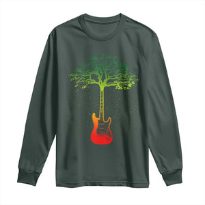 Reggae Music Guitar Rastafarian Roots Rasta Jamaican Long Sleeve Shirt TS11 Dark Forest Green Print Your Wear