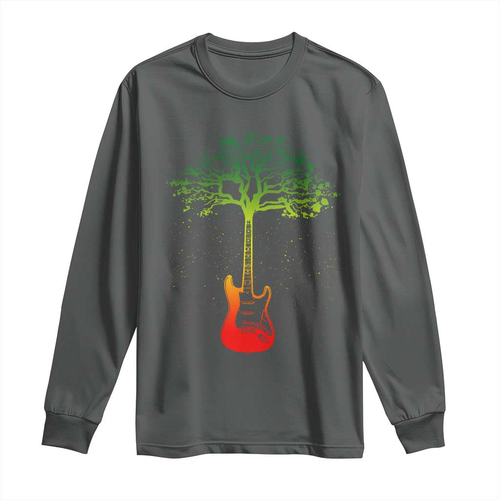 Reggae Music Guitar Rastafarian Roots Rasta Jamaican Long Sleeve Shirt TS11 Dark Heather Print Your Wear