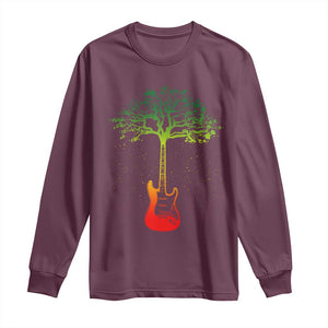 Reggae Music Guitar Rastafarian Roots Rasta Jamaican Long Sleeve Shirt TS11 Maroon Print Your Wear