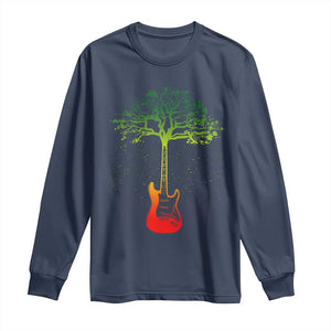 Reggae Music Guitar Rastafarian Roots Rasta Jamaican Long Sleeve Shirt TS11 Navy Print Your Wear