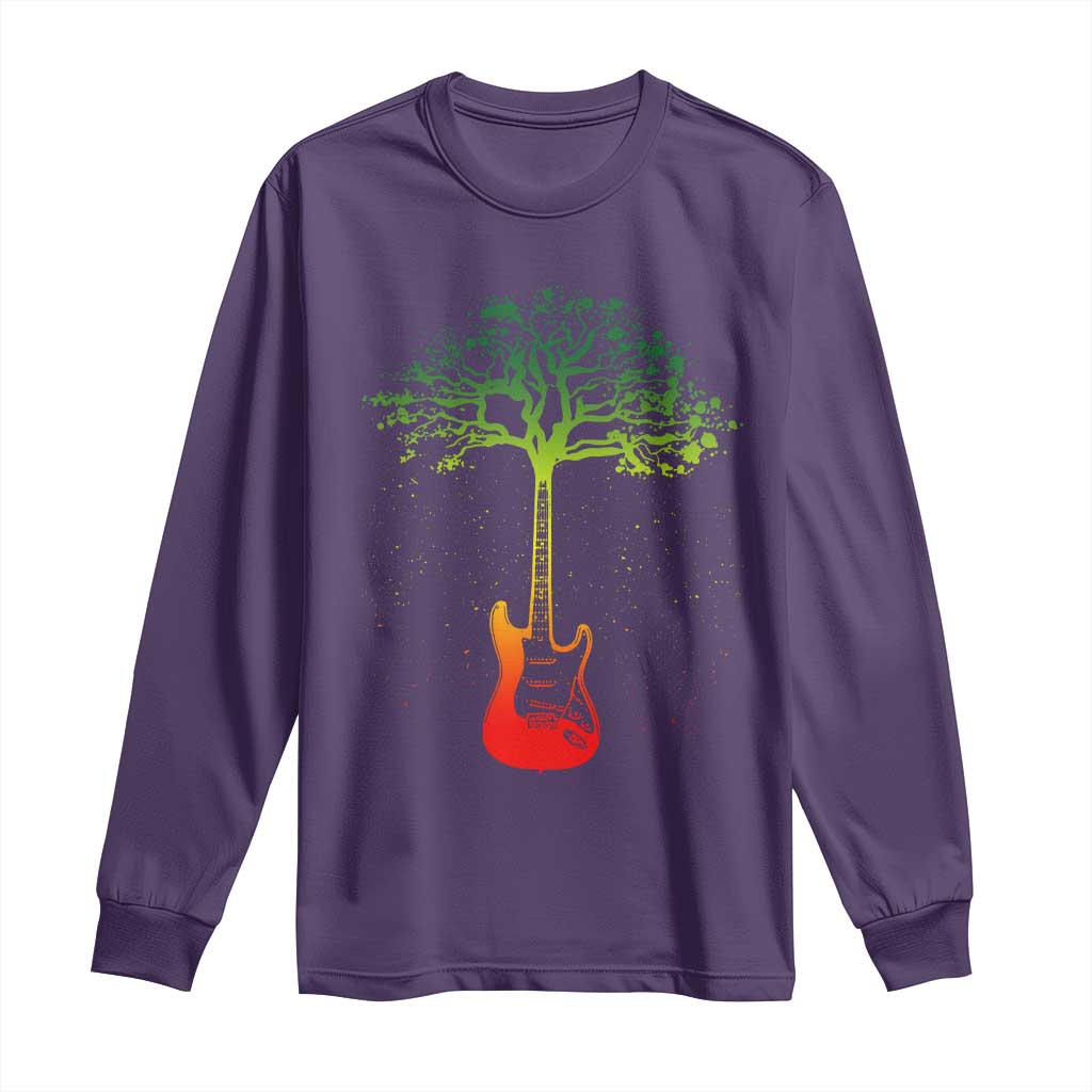 Reggae Music Guitar Rastafarian Roots Rasta Jamaican Long Sleeve Shirt TS11 Purple Print Your Wear