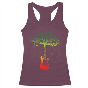 Reggae Music Guitar Rastafarian Roots Rasta Jamaican Racerback Tank Top TS11 Maroon Print Your Wear