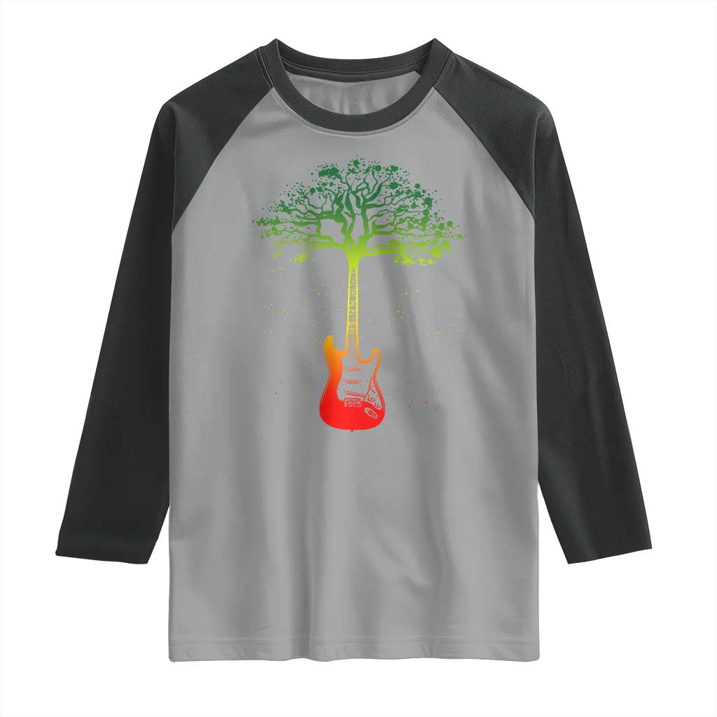 Reggae Music Guitar Rastafarian Roots Rasta Jamaican Raglan Shirt TS11 Sport Gray Black Print Your Wear