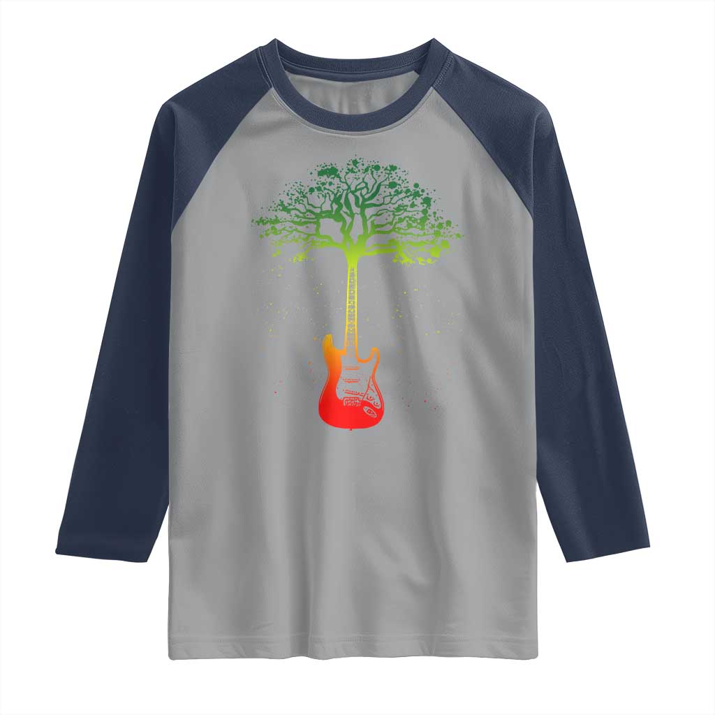 Reggae Music Guitar Rastafarian Roots Rasta Jamaican Raglan Shirt TS11 Sport Gray Navy Print Your Wear