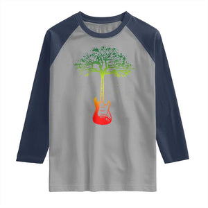 Reggae Music Guitar Rastafarian Roots Rasta Jamaican Raglan Shirt TS11 Sport Gray Navy Print Your Wear