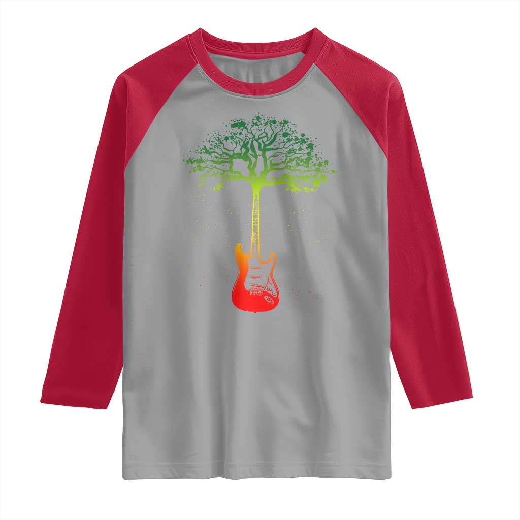 Reggae Music Guitar Rastafarian Roots Rasta Jamaican Raglan Shirt TS11 Sport Gray Red Print Your Wear