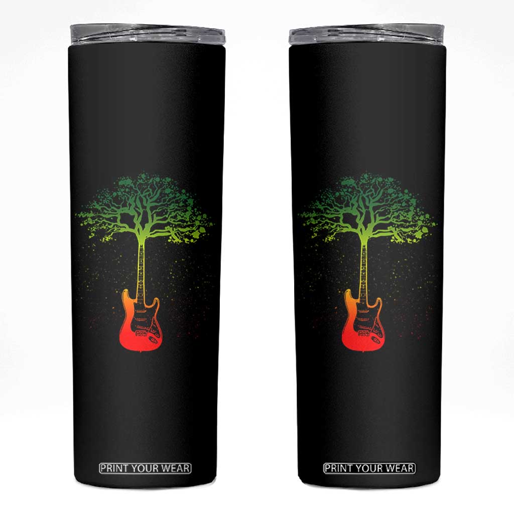 Reggae Music Guitar Rastafarian Roots Rasta Jamaican Skinny Tumbler TS11 Black Print Your Wear