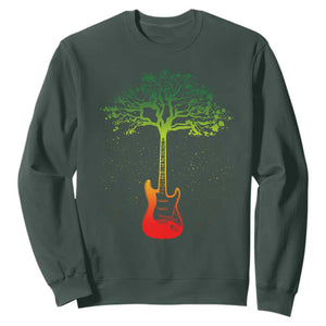 Reggae Music Guitar Rastafarian Roots Rasta Jamaican Sweatshirt TS11 Dark Forest Green Print Your Wear