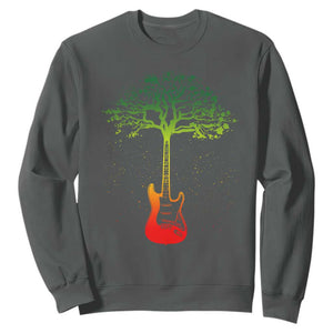 Reggae Music Guitar Rastafarian Roots Rasta Jamaican Sweatshirt TS11 Dark Heather Print Your Wear