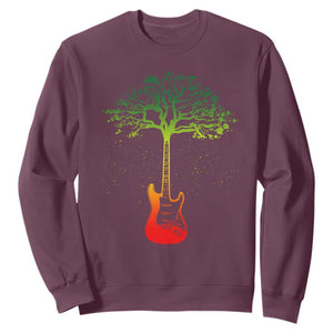 Reggae Music Guitar Rastafarian Roots Rasta Jamaican Sweatshirt TS11 Maroon Print Your Wear