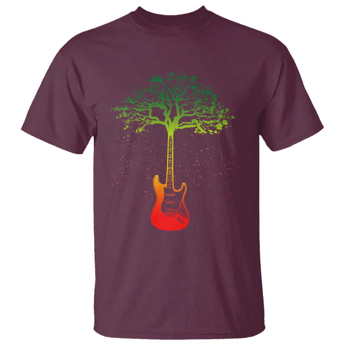 Reggae Music Guitar Rastafarian Roots Rasta Jamaican T Shirt TS11 Maroon Print Your Wear