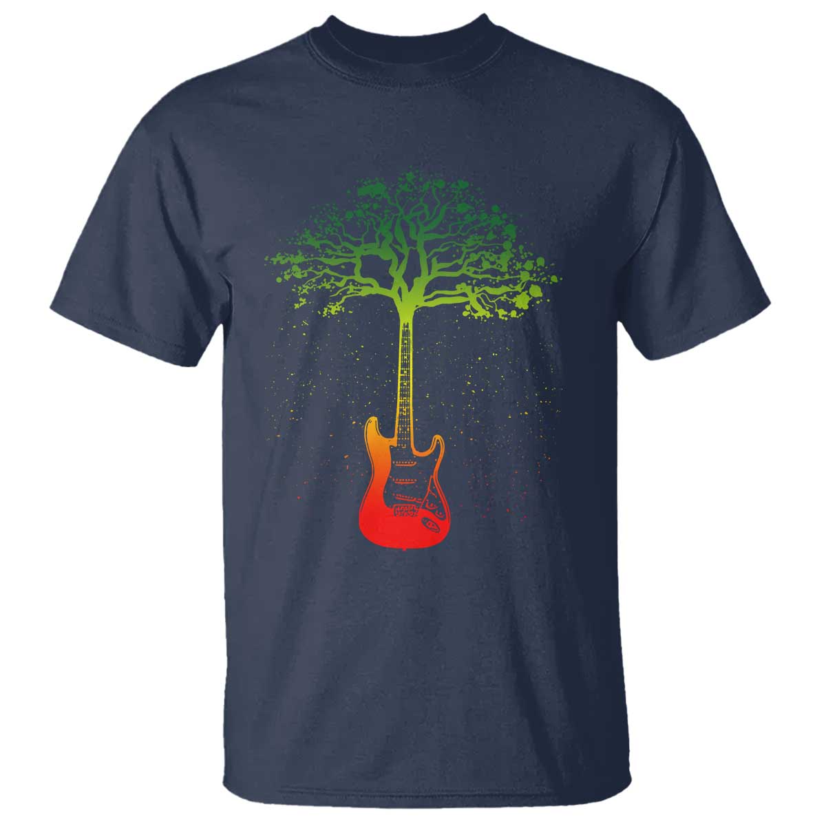 Reggae Music Guitar Rastafarian Roots Rasta Jamaican T Shirt TS11 Navy Print Your Wear