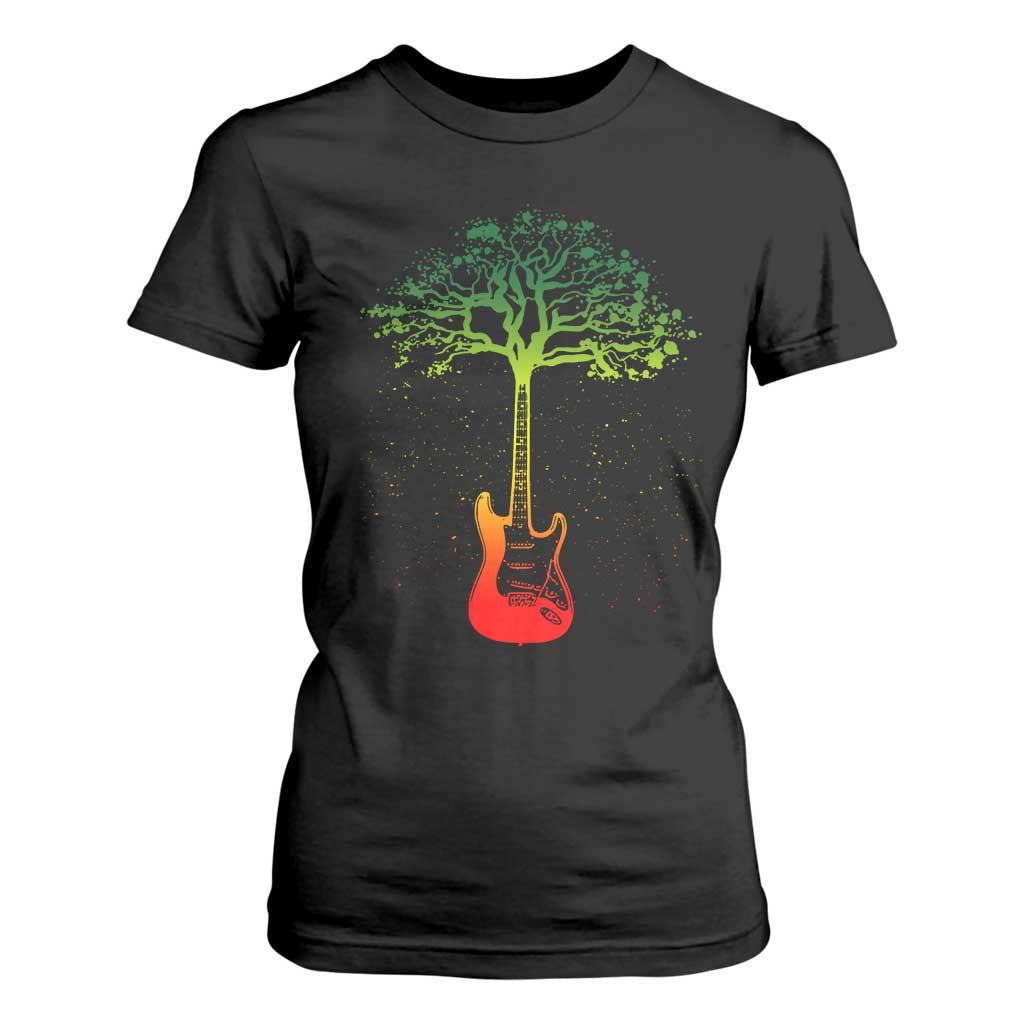 Reggae Music Guitar Rastafarian Roots Rasta Jamaican T Shirt For Women TS11 Black Print Your Wear