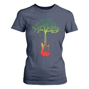 Reggae Music Guitar Rastafarian Roots Rasta Jamaican T Shirt For Women TS11 Navy Print Your Wear