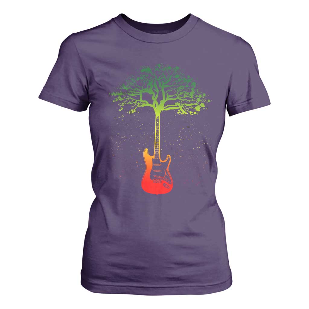 Reggae Music Guitar Rastafarian Roots Rasta Jamaican T Shirt For Women TS11 Purple Print Your Wear