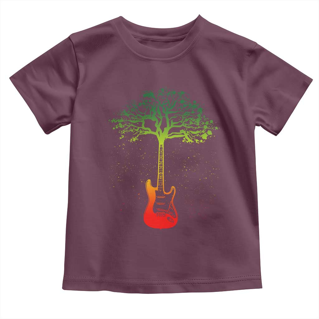Reggae Music Guitar Rastafarian Roots Rasta Jamaican Toddler T Shirt TS11 Maroon Print Your Wear