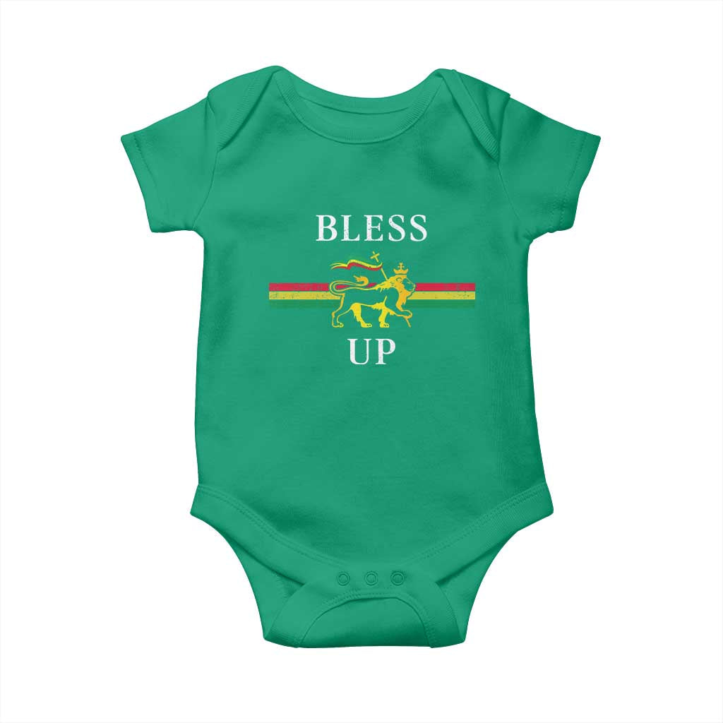 Bless Up Baby Onesie Rastafari Lion Of Judah Reggae Music TS11 Irish Green Print Your Wear