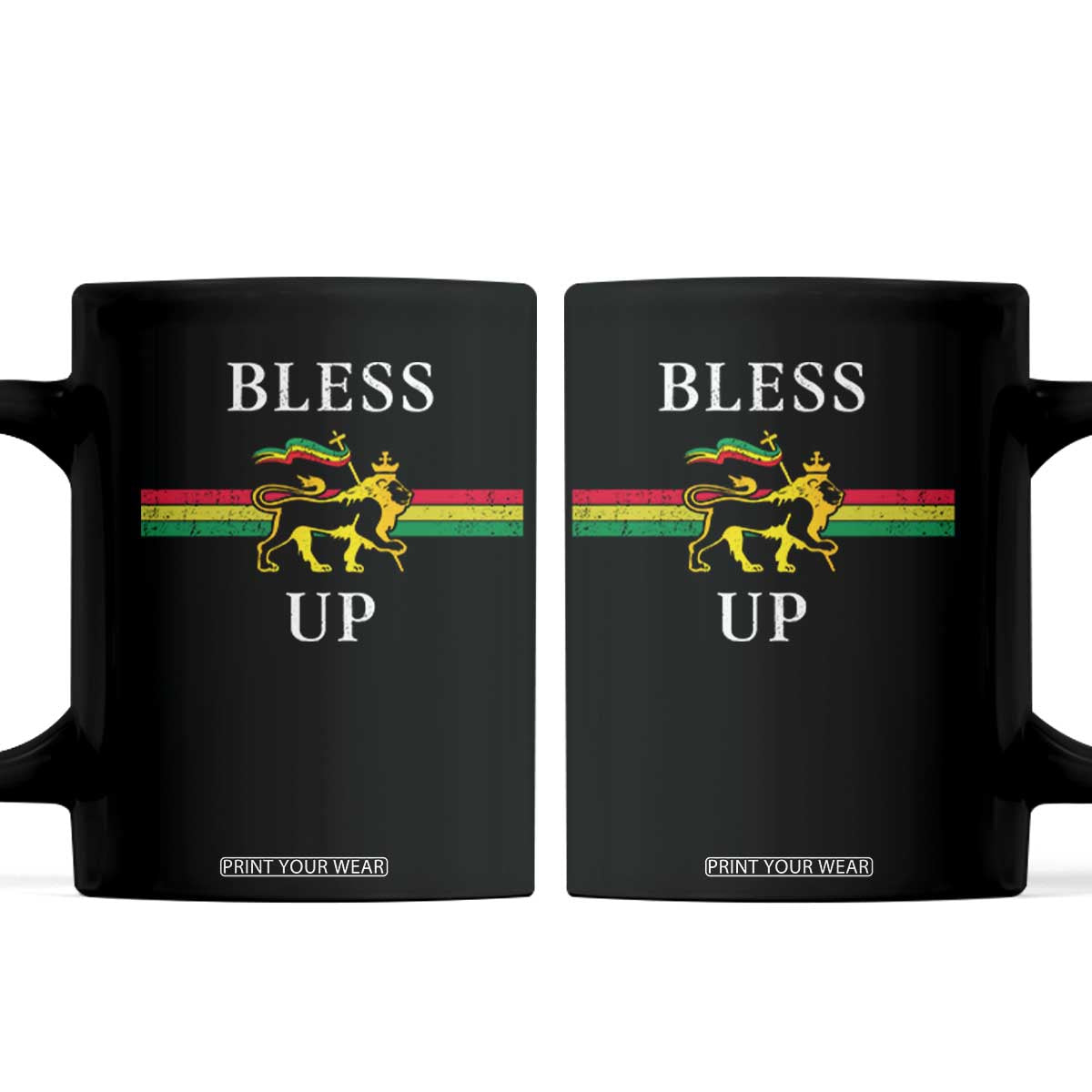 Bless Up Coffee Mug Rastafari Lion Of Judah Reggae Music TS11 Black Print Your Wear