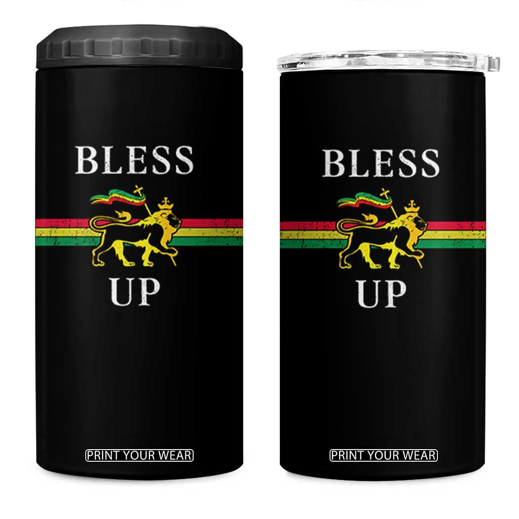 Bless Up 4 in 1 Can Cooler Tumbler Rastafari Lion Of Judah Reggae Music TS11 One Size: 16 oz Black Print Your Wear