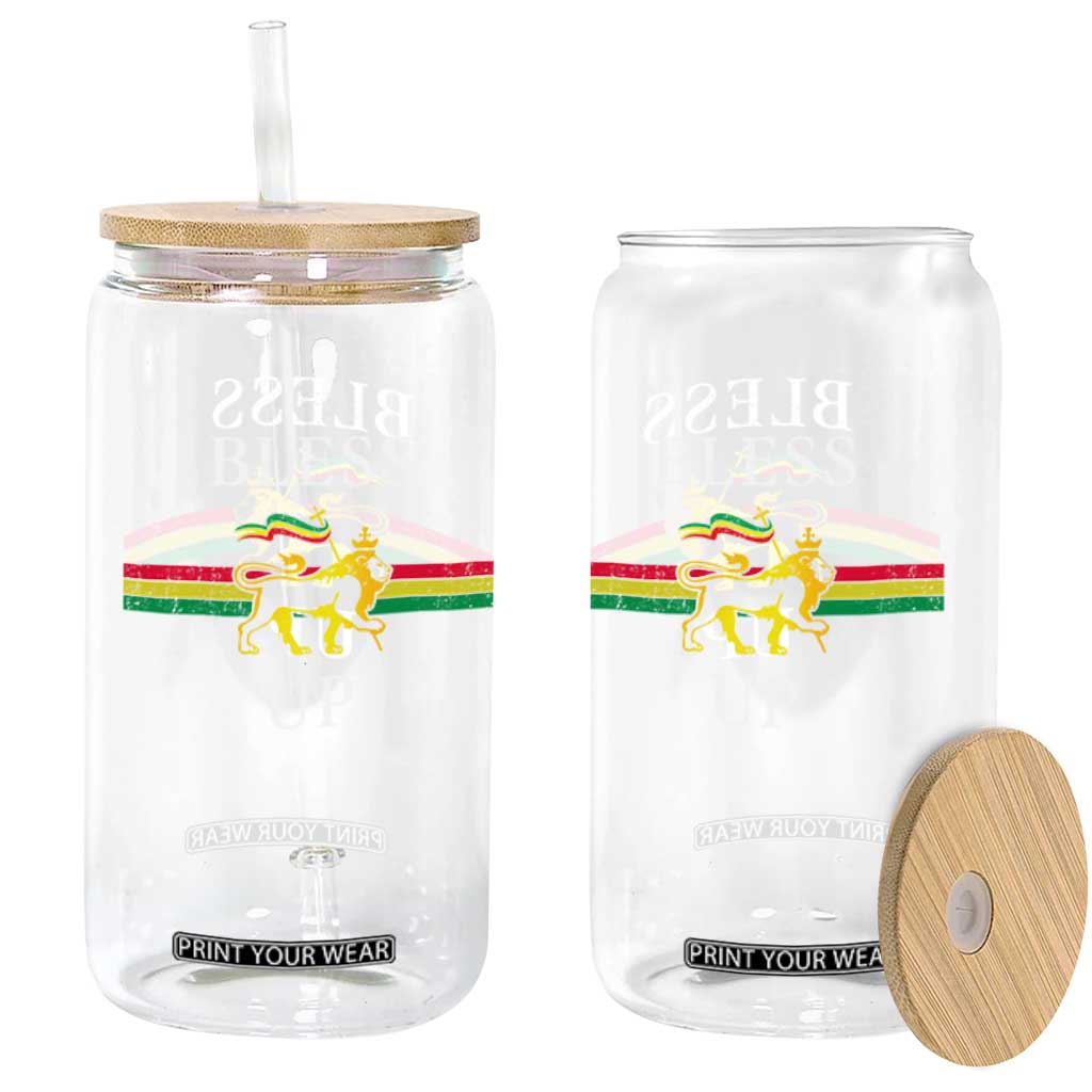 Bless Up Glass Can Rastafari Lion Of Judah Reggae Music TS11 Print Your Wear