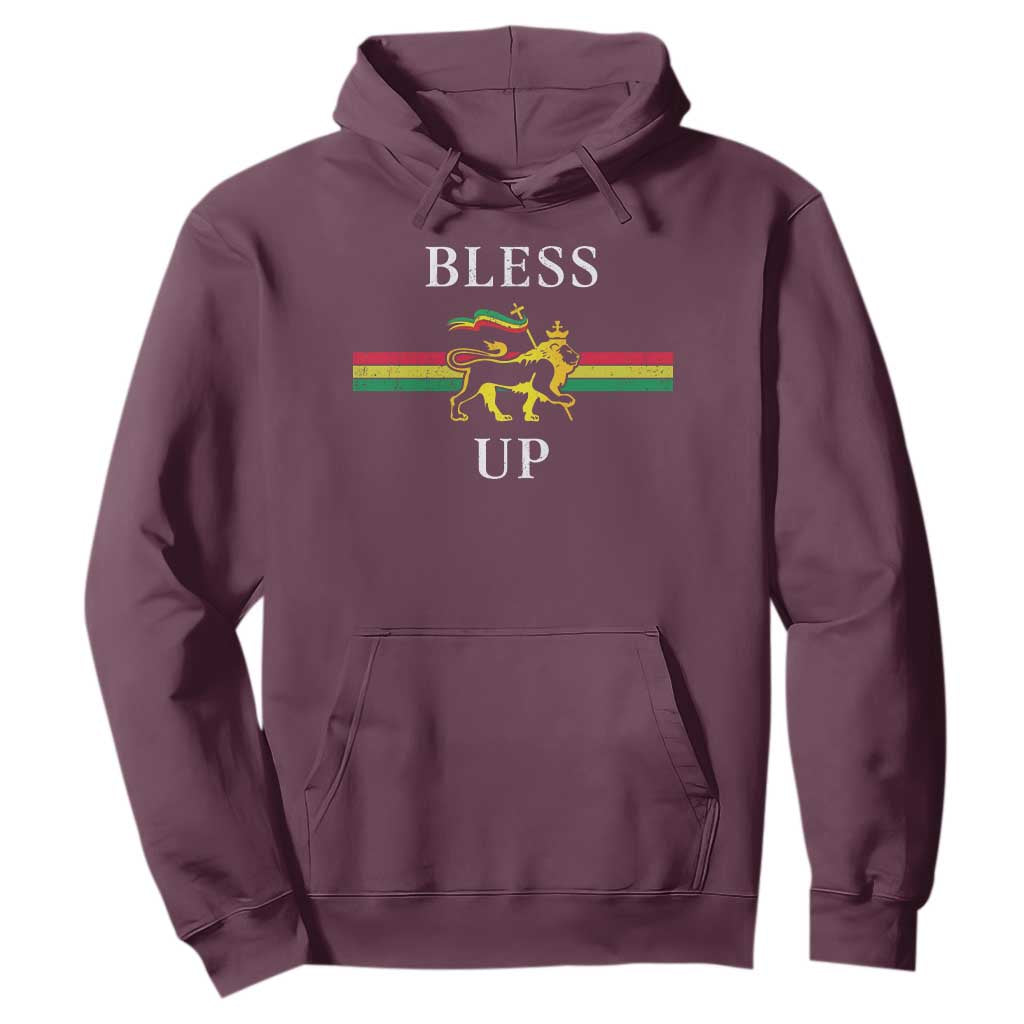 Bless Up Hoodie Rastafari Lion Of Judah Reggae Music TS11 Maroon Print Your Wear