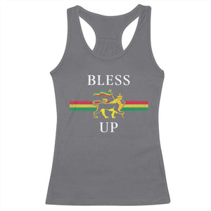 Bless Up Racerback Tank Top Rastafari Lion Of Judah Reggae Music TS11 Charcoal Print Your Wear
