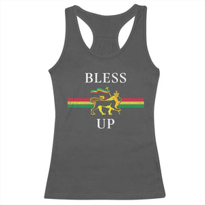 Bless Up Racerback Tank Top Rastafari Lion Of Judah Reggae Music TS11 Dark Heather Print Your Wear
