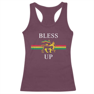 Bless Up Racerback Tank Top Rastafari Lion Of Judah Reggae Music TS11 Maroon Print Your Wear