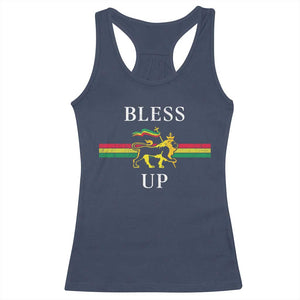 Bless Up Racerback Tank Top Rastafari Lion Of Judah Reggae Music TS11 Navy Print Your Wear
