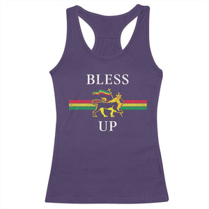 Bless Up Racerback Tank Top Rastafari Lion Of Judah Reggae Music TS11 Purple Print Your Wear