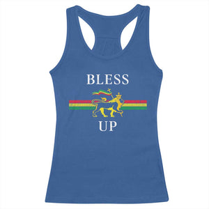 Bless Up Racerback Tank Top Rastafari Lion Of Judah Reggae Music TS11 Royal Blue Print Your Wear
