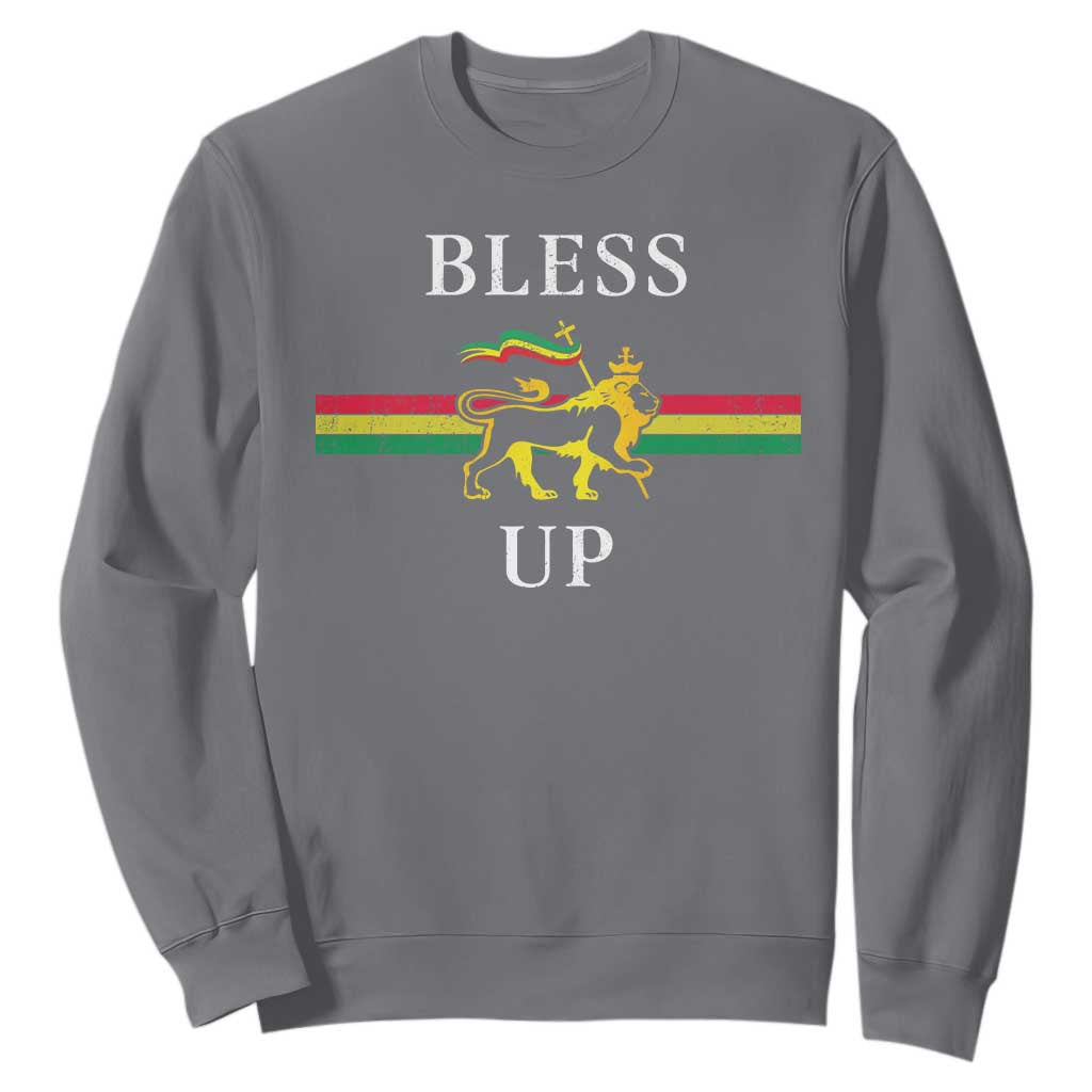 Bless Up Sweatshirt Rastafari Lion Of Judah Reggae Music TS11 Charcoal Print Your Wear