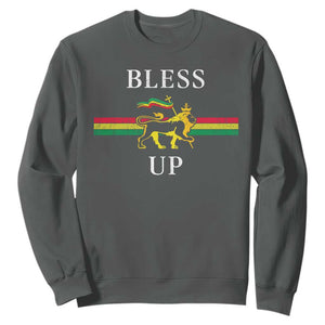 Bless Up Sweatshirt Rastafari Lion Of Judah Reggae Music TS11 Dark Heather Print Your Wear