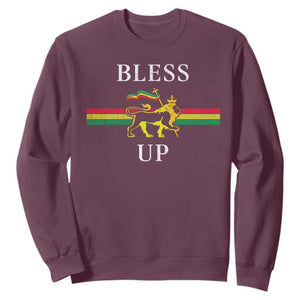 Bless Up Sweatshirt Rastafari Lion Of Judah Reggae Music TS11 Maroon Print Your Wear