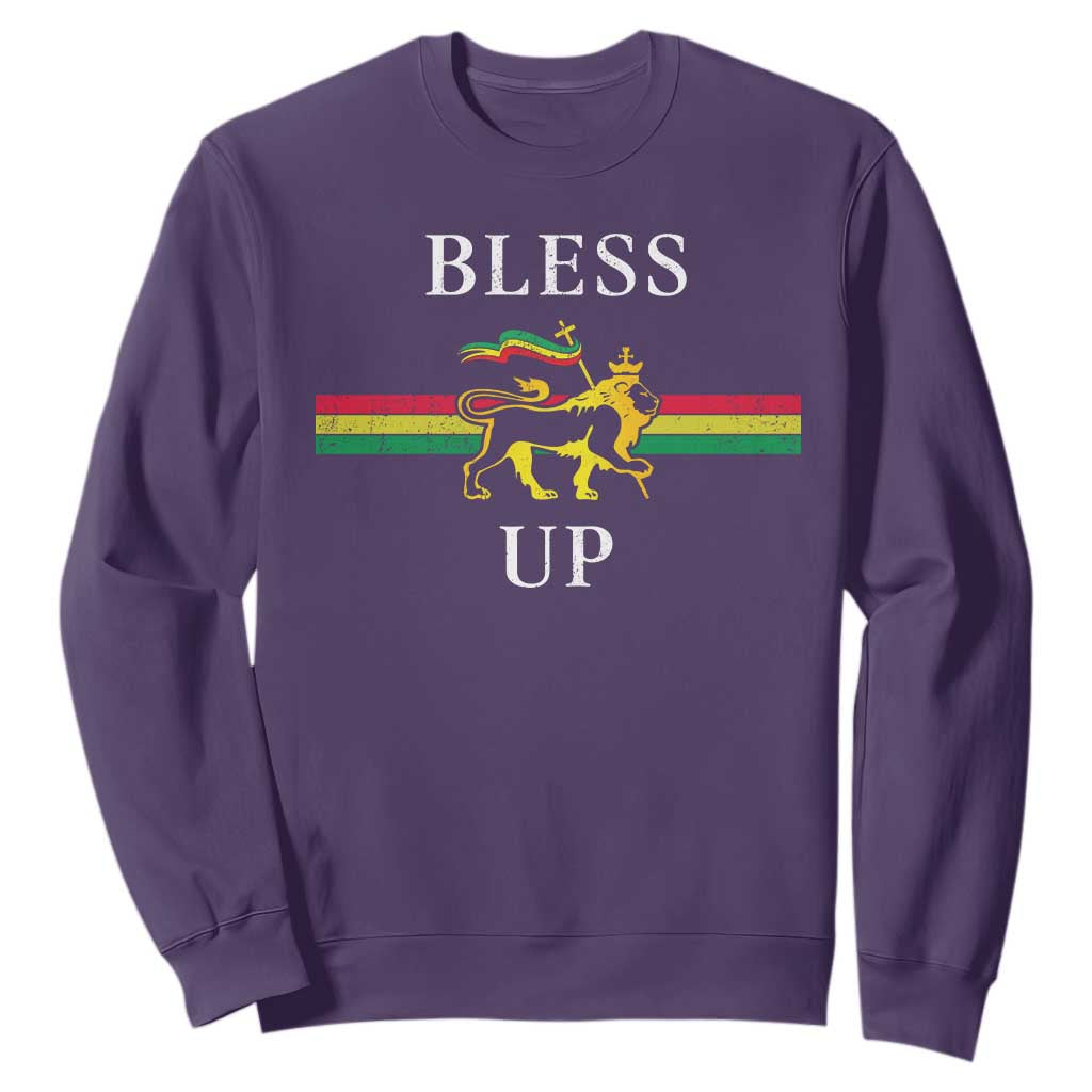 Bless Up Sweatshirt Rastafari Lion Of Judah Reggae Music TS11 Purple Print Your Wear