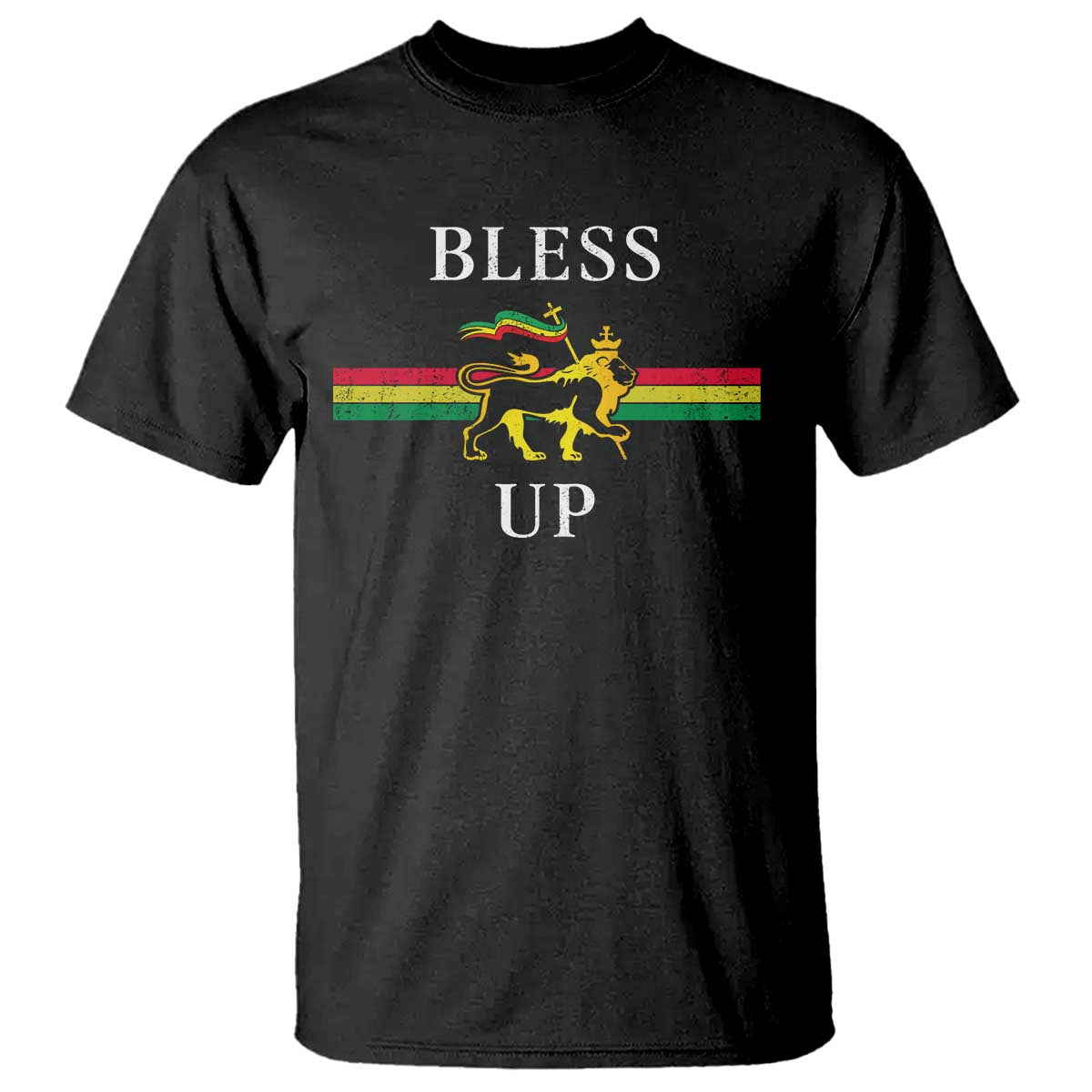Bless Up T Shirt Rastafari Lion Of Judah Reggae Music TS11 Black Print Your Wear