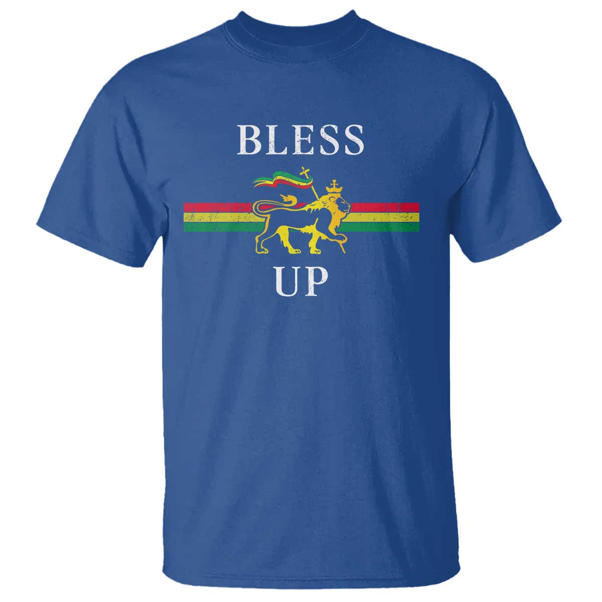 Bless Up T Shirt Rastafari Lion Of Judah Reggae Music TS11 Royal Blue Print Your Wear