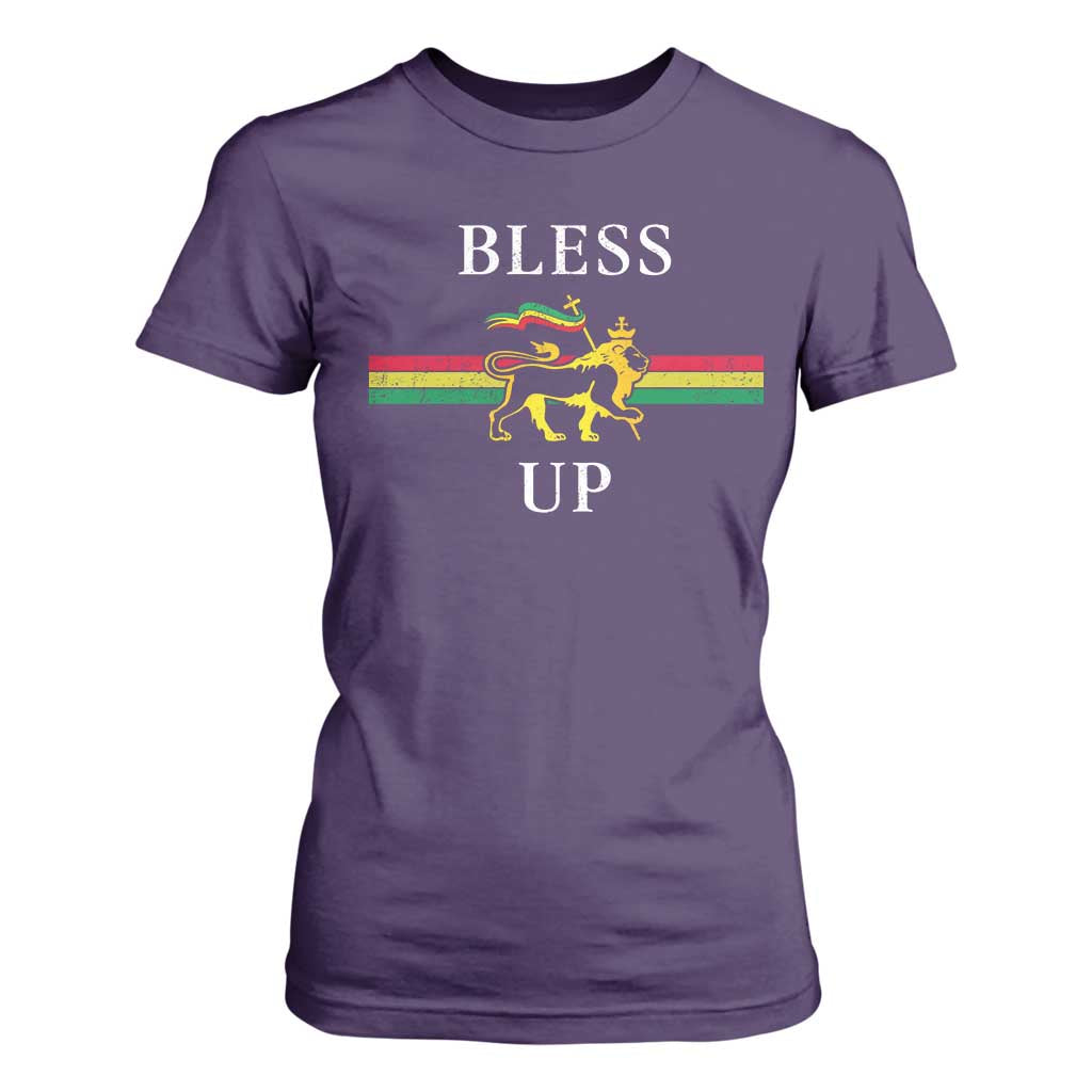Bless Up T Shirt For Women Rastafari Lion Of Judah Reggae Music TS11 Purple Print Your Wear
